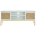 Safavieh Zadie 2 Shelf Rattan Media Stand, White & Natural MED5009B